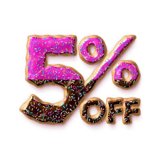 10 Percent Discount Offers Tag with Donuts Design