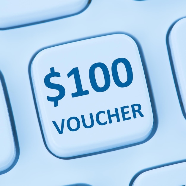 Foto 100 dollar voucher cadeau korting verkoop online winkelen internet winkel winkel