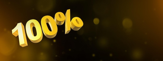 100 number 3D illustration isolated on black Horizontal banner