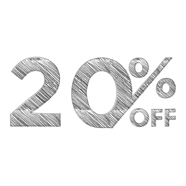 100 Percent Discount Offers Tag with Pencil Sketch Design