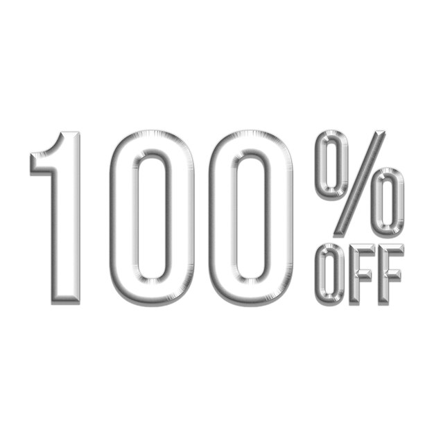 100 Percent Discount Offers Tag with Silver Style Design