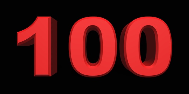 100 red 3d text on black background