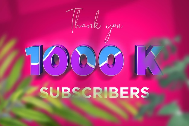 1000 K abonnees vieringsgroetbanner met blauw paars ontwerp