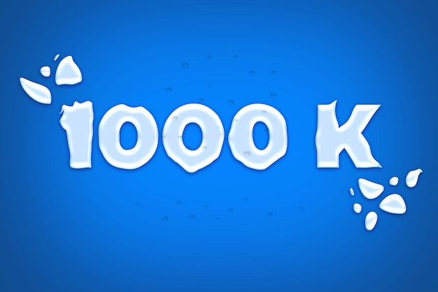 1000 K の加入者のお祝いグリーティング バナー ウォーター デザイン