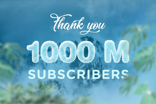 1000 Million subscribers celebration greeting banner with frozen design