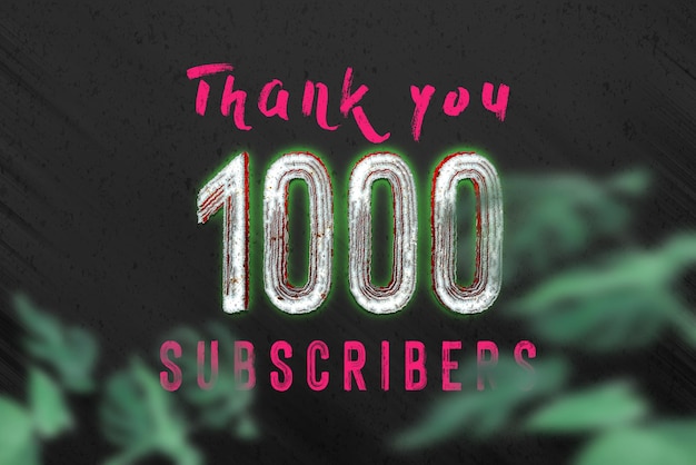 1000 subscribers celebration greeting banner with horror design