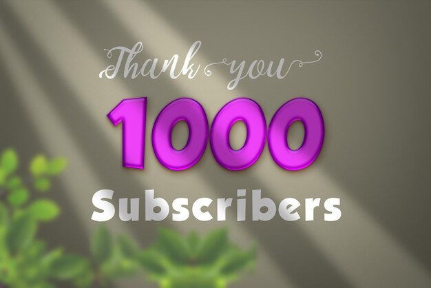 1000 subscribers celebration greeting banner with liquid design