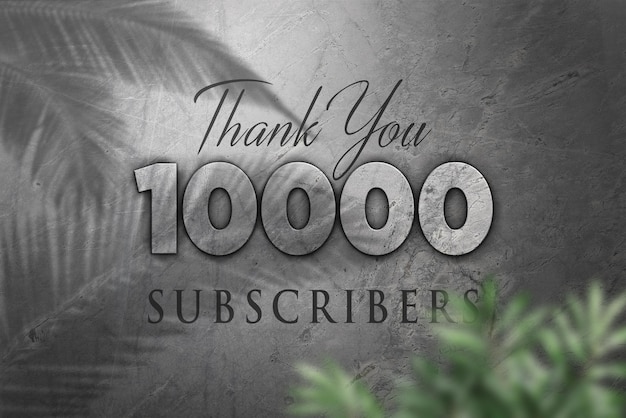 10000 subscribers celebration greeting banner with concrete design