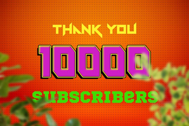 Photo 10000 subscribers celebration greeting banner with game design