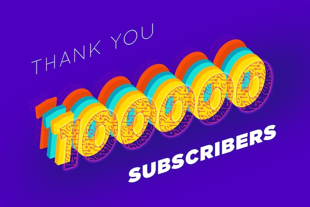 Photo 100000 subscribers celebration greeting banner with tech design