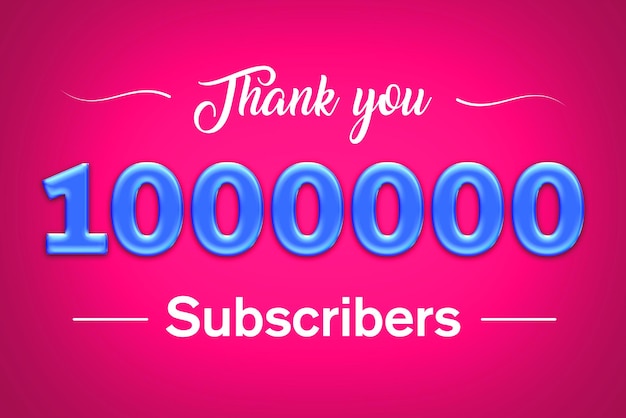 Photo 1000000 subscribers celebration greeting banner with blue glosse design