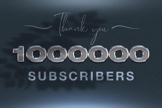 1000000 subscribers celebration greeting banner with chrome design