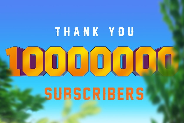 10000000 subscribers celebration greeting banner with 3d design