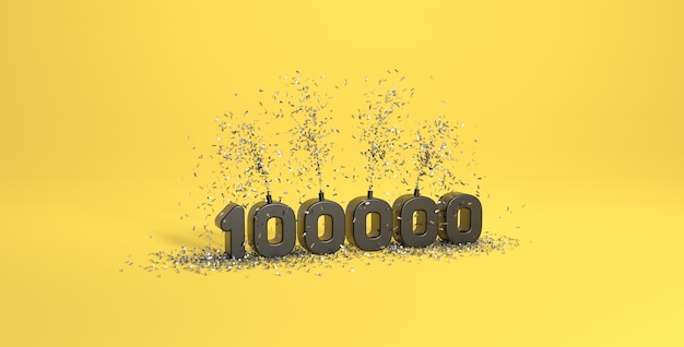 Photo 100k followers thank you illustration 3d rendering