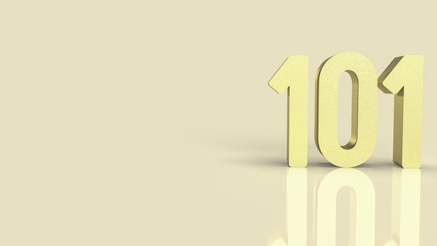 101 gold number for beginner concept 3d rendering