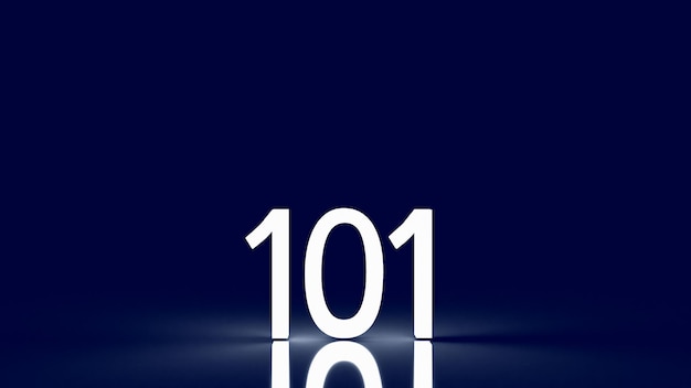 The 101 number glow in the dark for business concept 3d rendering