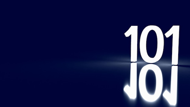 The 101 number glow in the dark for business concept 3d rendering