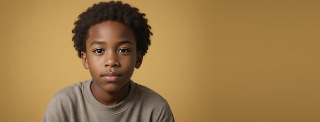 1012 Years African American Boy Isolated On A Yellow Background With Copy Space