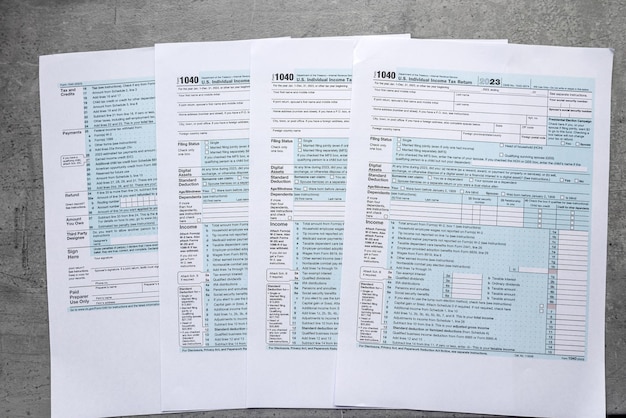 1040 blank tax form US individual income return on desk
