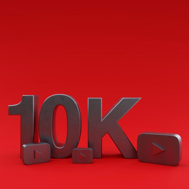 10K YouTube-volgers Illustratie 3D Render