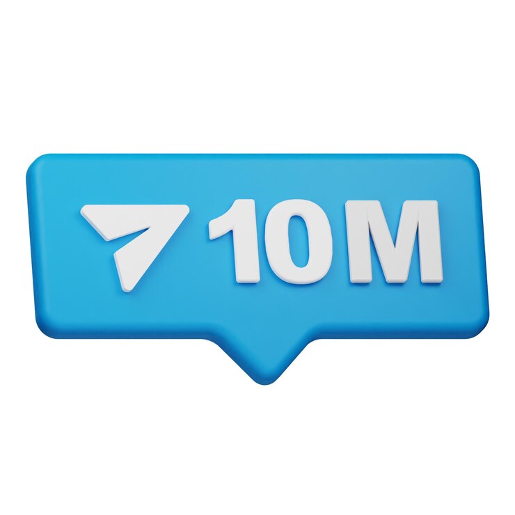 Photo 10m shares notification 3d icon isolated on the white background