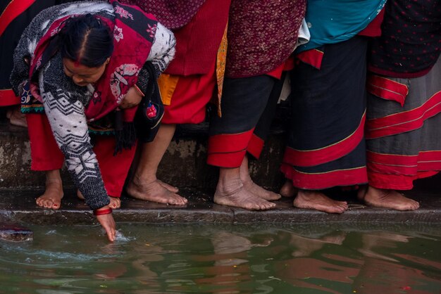 사진 2024년 2월 10일, 타푸르 네팔에서 한 달 동안 진행되는 마다브 나라 축제.