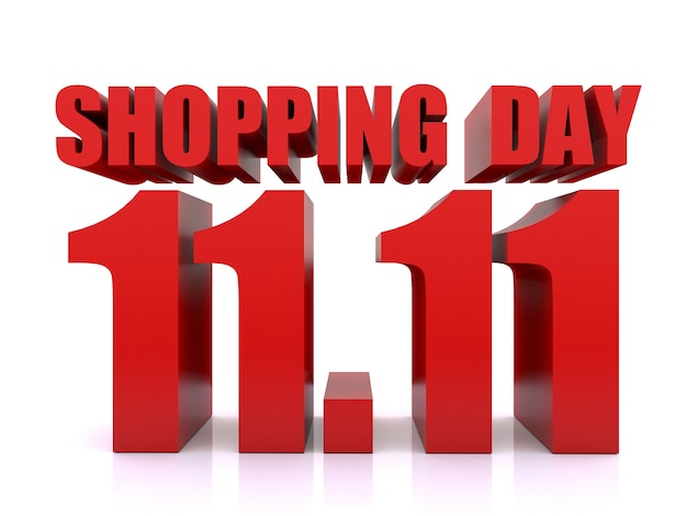 Photo 11.11 shopping day sale on wihte background. 11 november sale poster template. 3d rendering