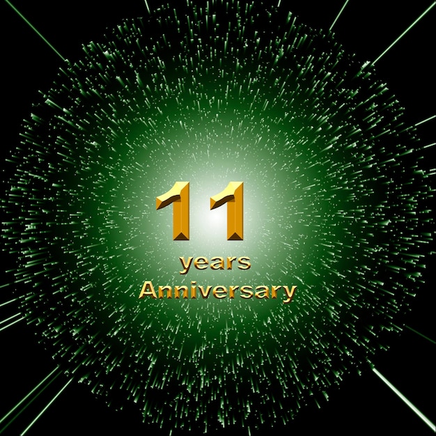 Photo 11 anniversary golden numbers on a festive background poster or card