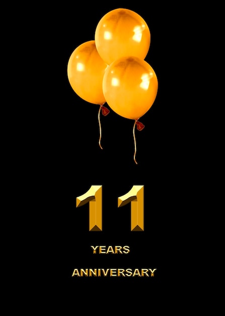 11 anniversary golden numbers on a festive background poster or card