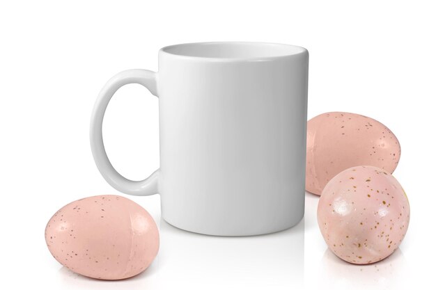 Photo 11 oz coffee mug mockup with easter eggs