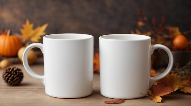 11oz white blank mugs mockup fall mood no text