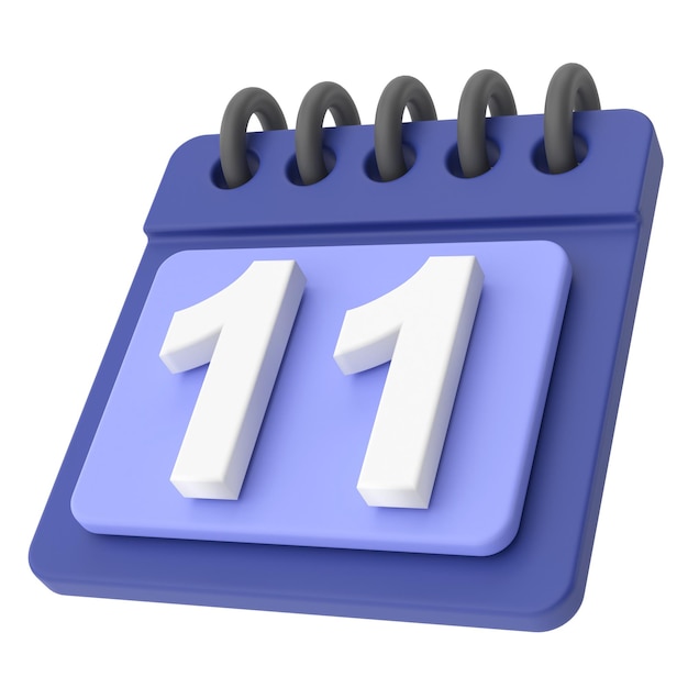 11-й одиннадцатый день месяца значок 3D календаря