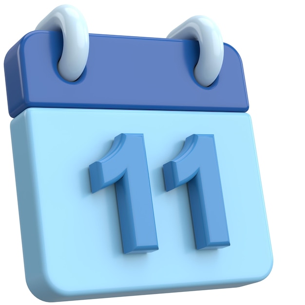 11th Eleventh day of month Calendar 3D illustration