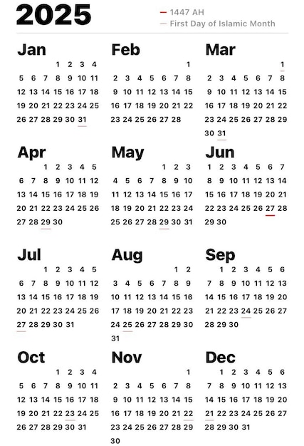 Photo 12 month calendar for 2025 sunday start white and black