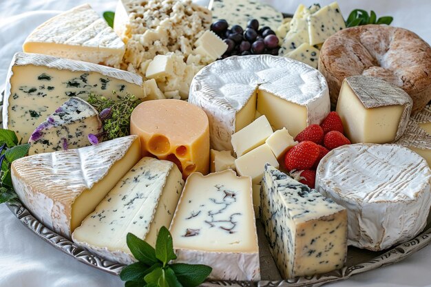 12 varieties of cheese meticulously arranged on a plate