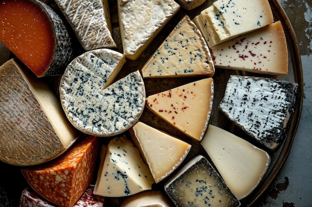 12 varieties of cheese meticulously arranged on a plate