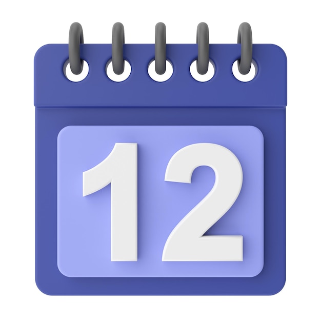 12th Twelfth day of month 3D calendar icon