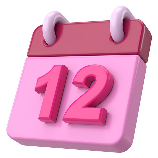 12th Twelfth day of month Calendar 3D illustration