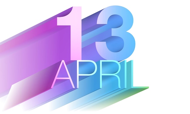 13 апреля надпись фиолетово-синим и зеленым цветом