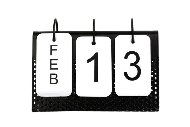 13 februari - datum op de metalen kalender