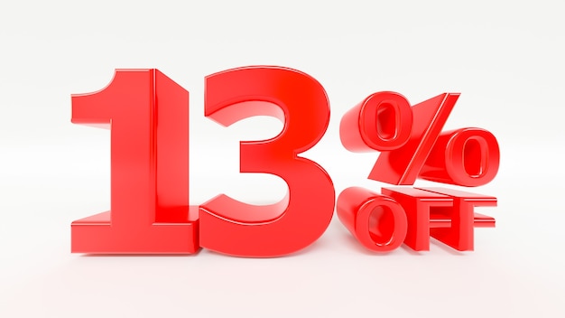 13 percent off 3d text in white background