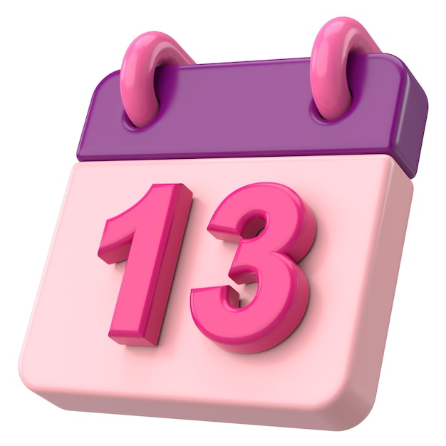 13th Thirteenth day of month Calendar 3D illustration