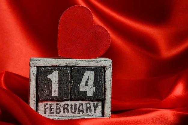 Foto 14 februari op de houten kalender valentijnsdag