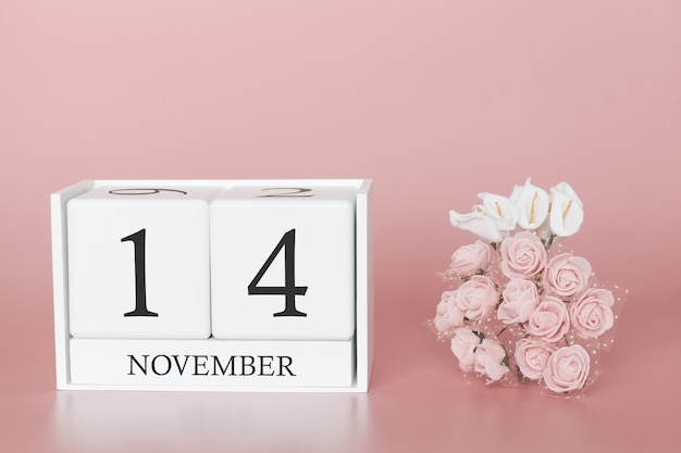 14 november kalenderblokje op roze muur