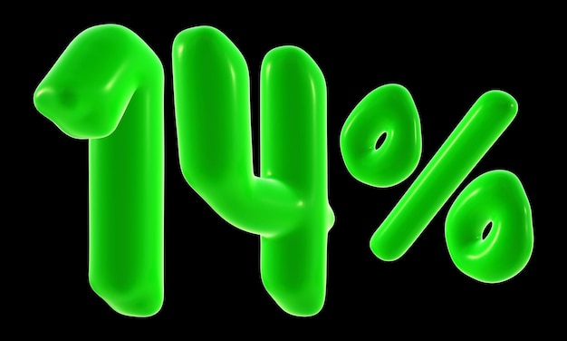 Фото 14 процентов с зеленым цветом для продажи скидки продвижения и бизнес-концепции