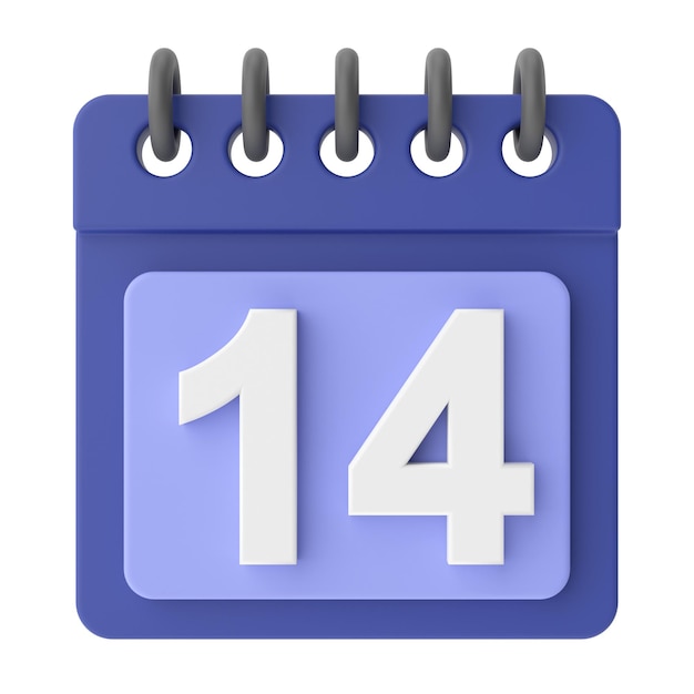 Premium Photo  14th fourteenth day of month 3d calendar icon