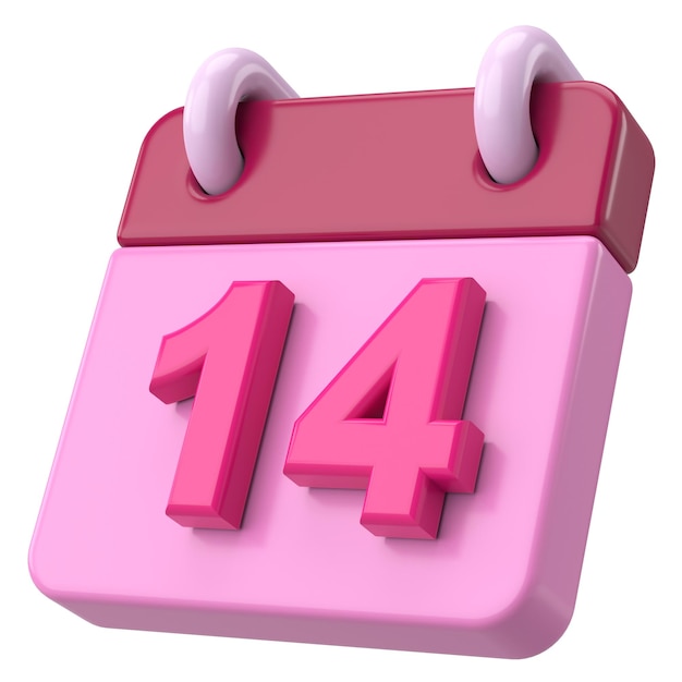 14th Fourteenth day of month Calendar 3D illustration