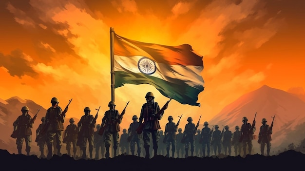 15 august independence day india illustration of indian army holding the flag