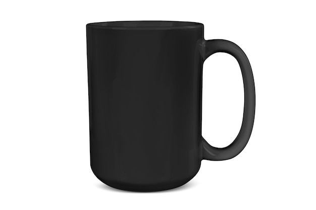 15 oz Black Coffee Mug on White Background