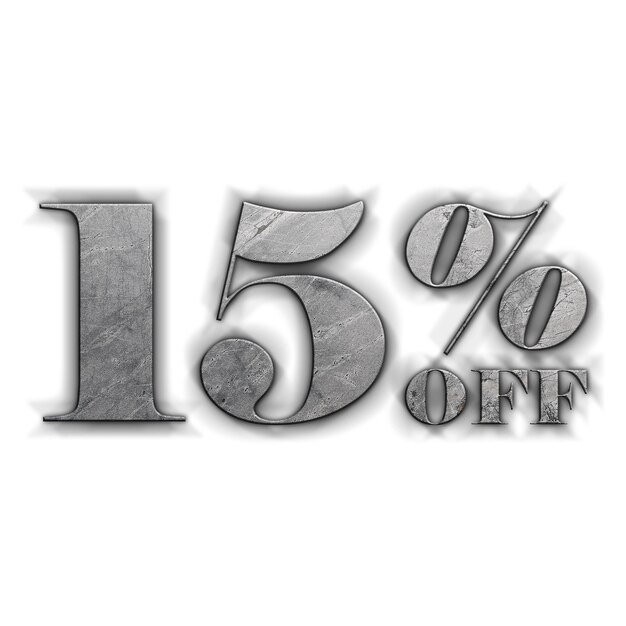 Photo 15 percent discount offers tag with gray concrete design